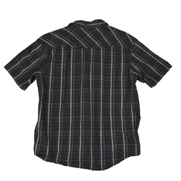 REI Hiking Shirt Mens XL Brown Plaid Organic Cotton Outdoors Zip Pocket Button - Picture 2 of 6